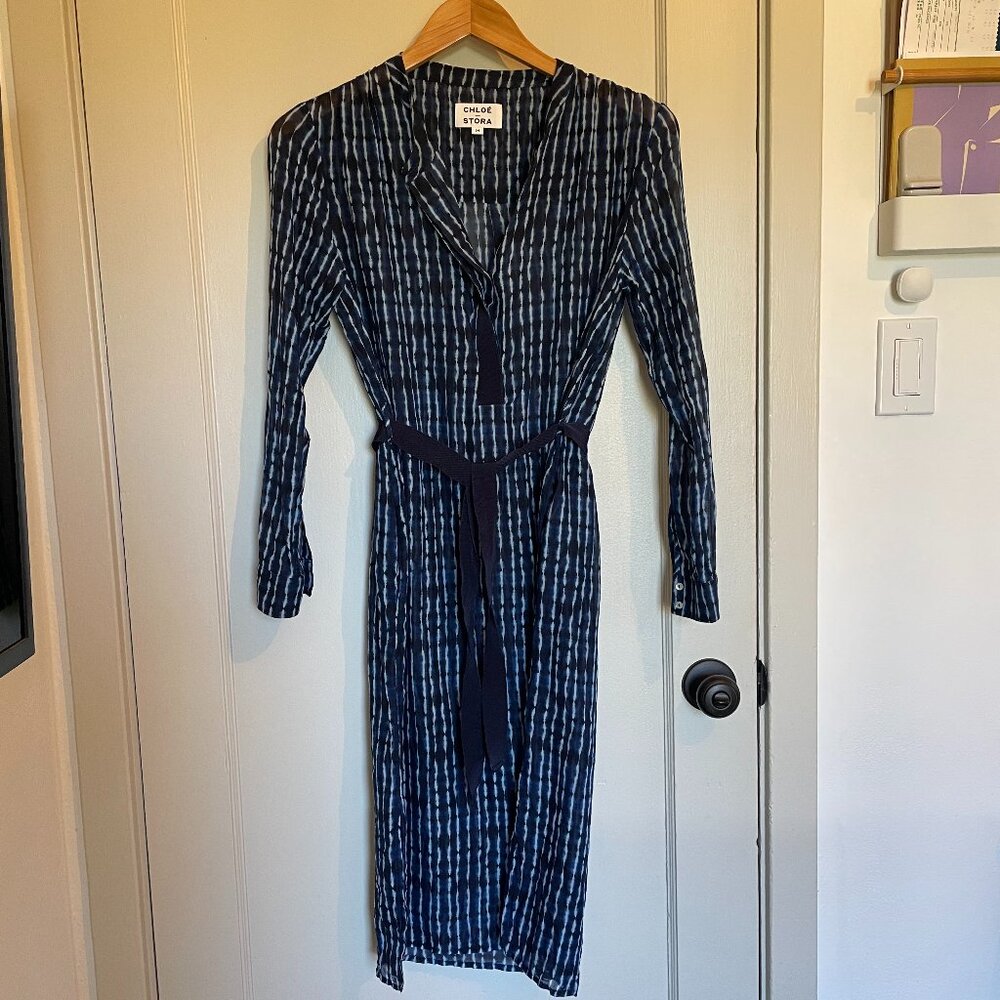 Chloé Stora sheer tie-dyed Indigo dress LIKE NEW sz 34